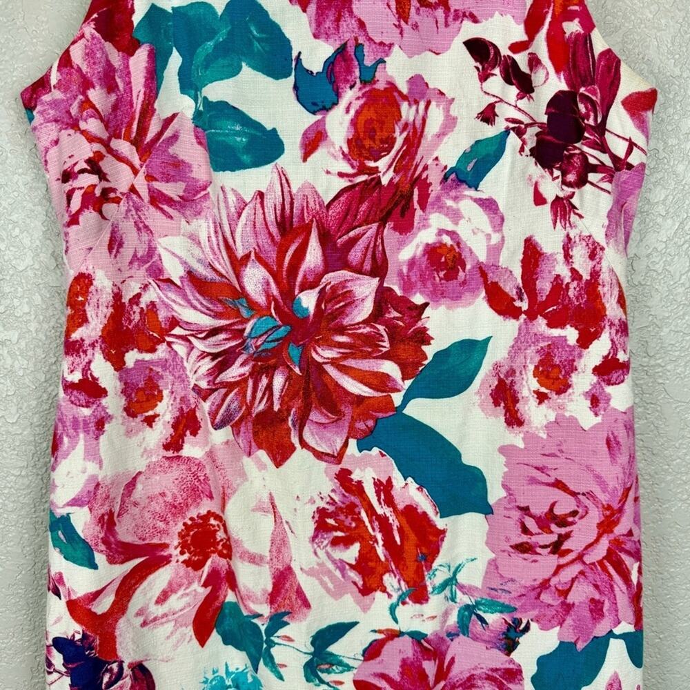 Eliza J Lace Trim Sleeveless Shift Dress 2 Floral Lace Romantic Pink Teal White - Picture 5 of 11